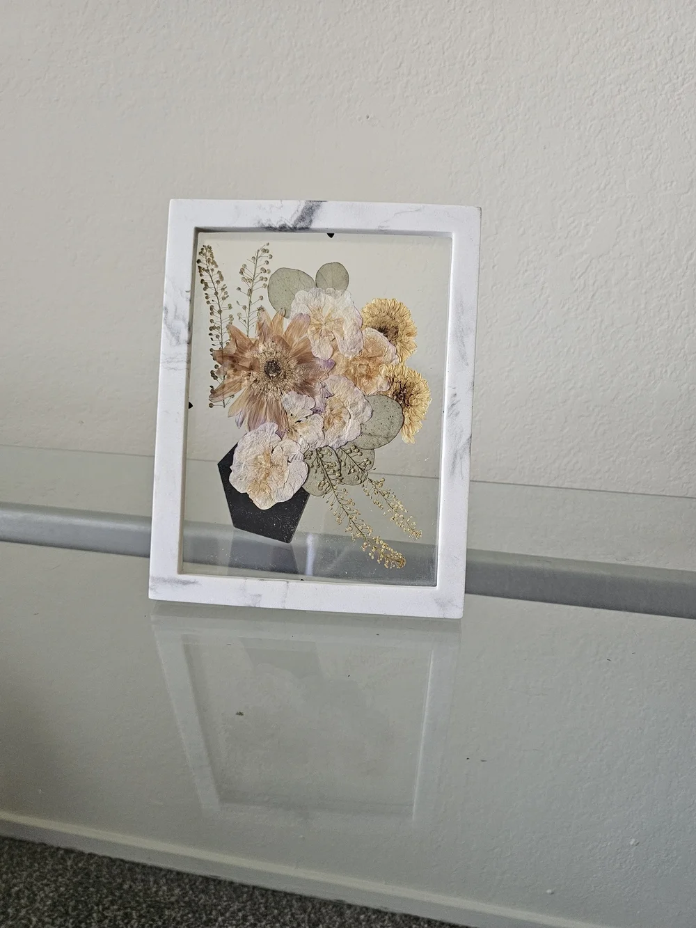 Pressed Flower Wall Art in Cream and Yellow - Unbranded